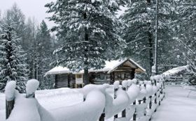 Zima, Winter 2560x1600 031 Domek, Drzewa