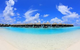 Lato 549 Malediwy, Morze, Domki na wodzie, Niebo
