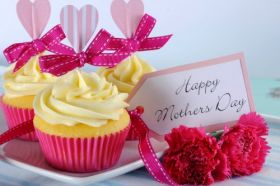 Dzien Matki 032 Kwiaty, Babeczki, Happy Mothers Day