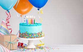 Urodziny, Happy Birthday 075 Balony, Dekoracje, Tort