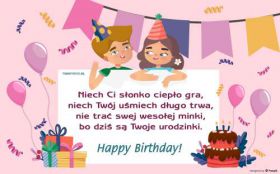 Urodziny, Happy Birthday 113 Tort, Prezenty, Zyczenia urodzinowe dla dziecka, Kartka urodzinowa