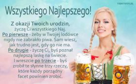 Urodziny, Happy Birthday 129 Kobieta, Piwo, Zyczenia Urodzinowe dla Niego, Zeby w Twojej lodowce ...